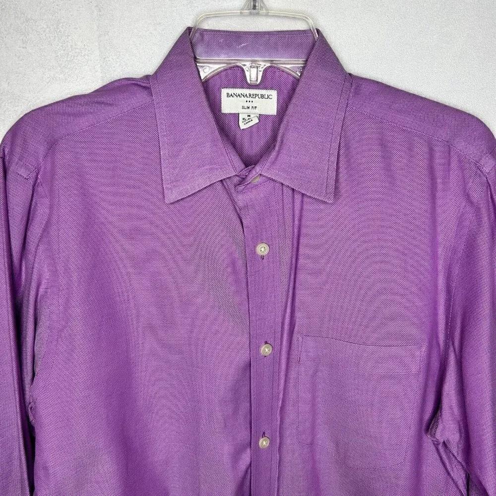 Banana Republic Purple Button-Down Slim Fit Shirt Sz M 15-15.5